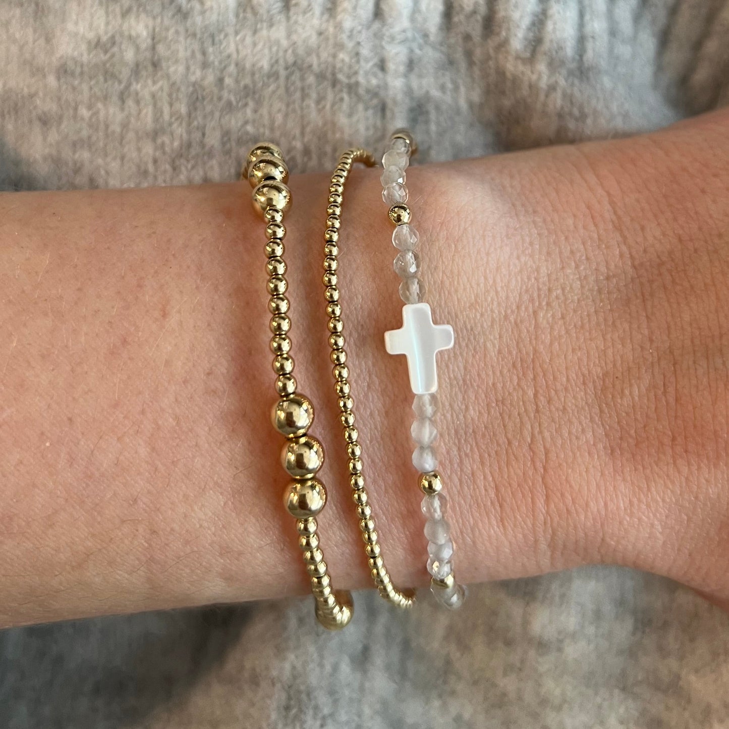 Gray Moonstone Cross
