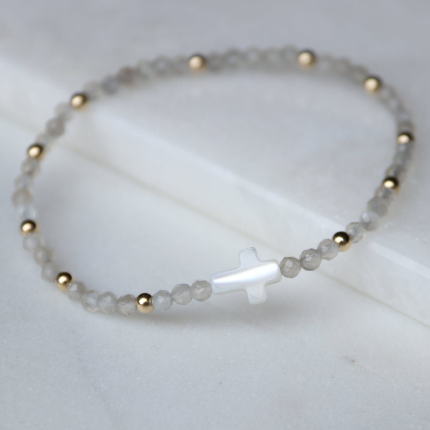 Gray Moonstone Cross