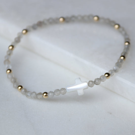 Gray Moonstone Cross
